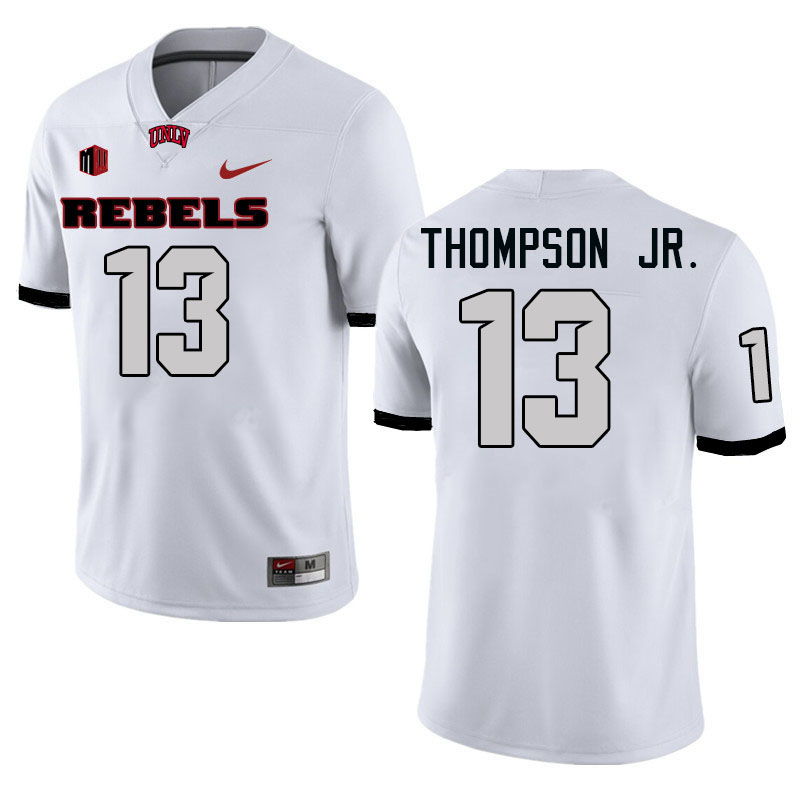 Men #13 Corey Thompson Jr. UNLV Rebels College Football Jerseys Stitched-White Men #13 Corey Thompson Jr. UNLV Rebels College Football Jerseys Stitched-White